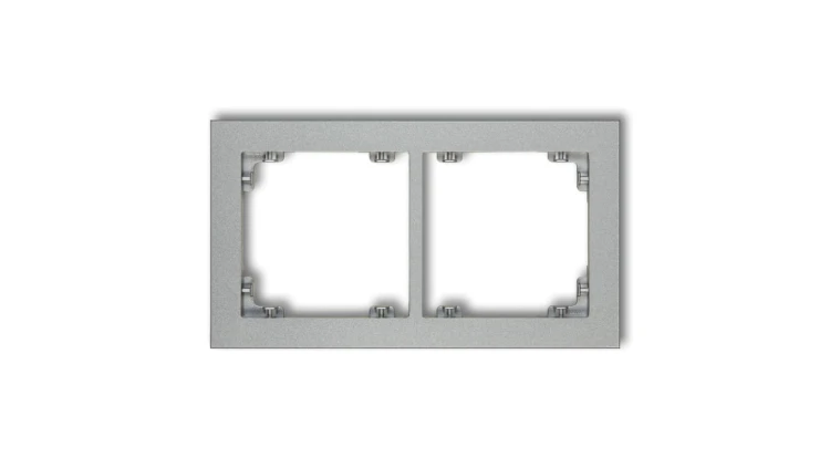 DECO Ramka podwójna srebrny metalik 7DR-2