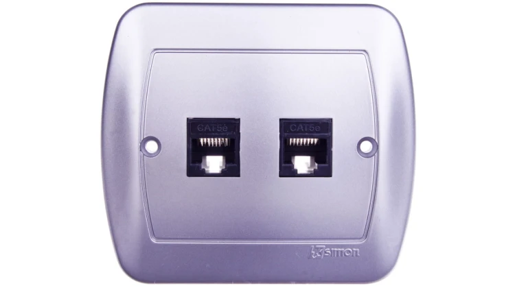 Simon Akord Gniazdo komputerowe podwůjne 2xRJ45 kat.5e aluminium metalizowane AF52/26