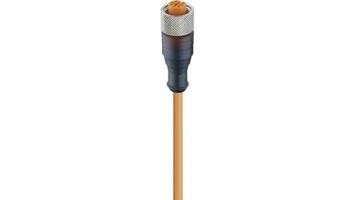 Kabel konfekcjonowany jednostronnie M12 4-pinowy złącze żeńskie proste z gwintem samoblokującym PVC pomarańczowy RKT 4-07/2 M