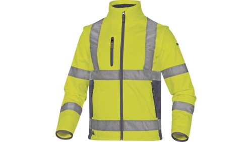 Kurtka Softshell ostrzegawcza, wodoodporno-oddychająca żółta rozmiar XL MOON2JGXG