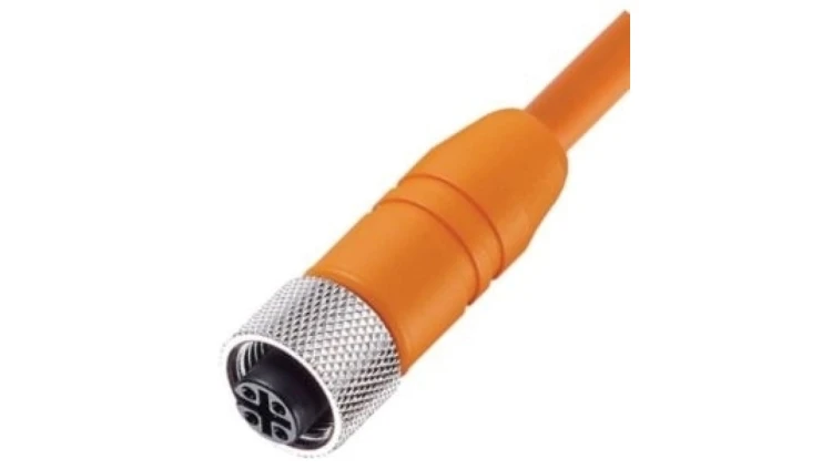 Kabel konfekcjonowany jednostronnie M12 złącze żeńskie 4-pinowe proste gintowane ekranowany PVC pomarańczowy RKTS 4-182/10 M