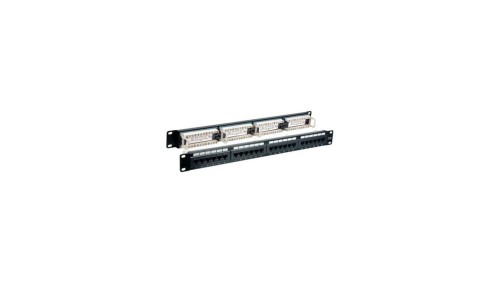 Patch Panel UTP CaT6 24 porty RJ45, 1U, czarny