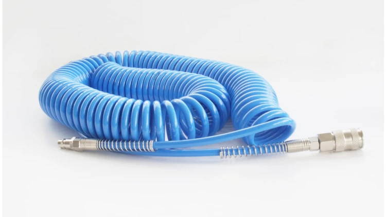 Wąż spiralny pneumatyczny 12x8 mm z szybkozłączami DN7,2 długość 5 m