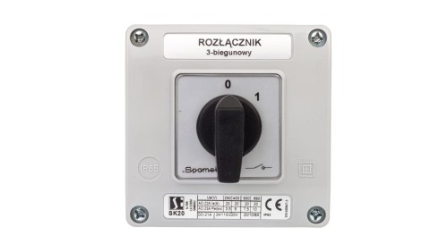 Łącznik krzywkowy 0-1 3P 20A w obudowie SK20-2.8211OB11