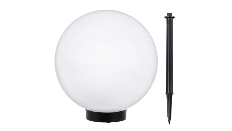Solarna lampa wolnostojaca ogrodowa GB166 - kula 25x25x58cm, bialy LED GB166