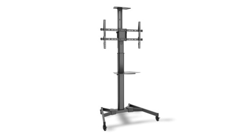 Stojak mobilny pojedynczy z półką 1xLCD max 70 cali max 50kg VESA max 600x400 DA-90370