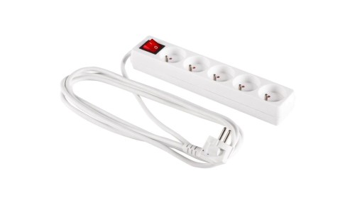 Przedłużacz z wyłącznikiem 5-gniazd z/u 5m /H05VV-F 3G1/ biały PM-ZW-5G-50