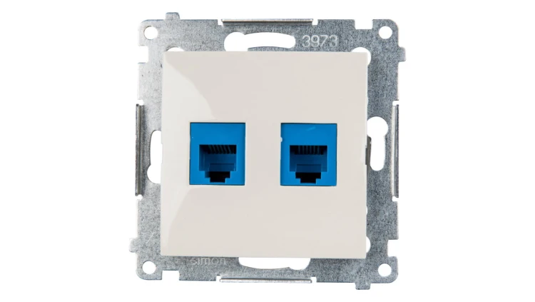 Simon 54 Gniazdo telefoniczne podwójne 2xRJ12 kremowe DT2.01/41