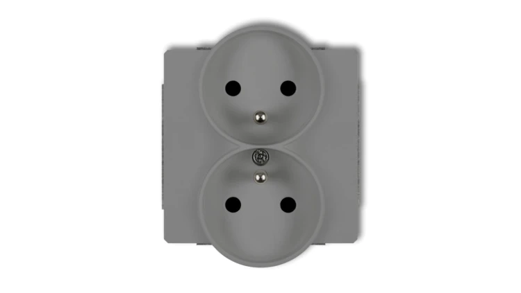 DECO Gniazdo podwójne do ramki z/u szary mat 27DGPR-2zp