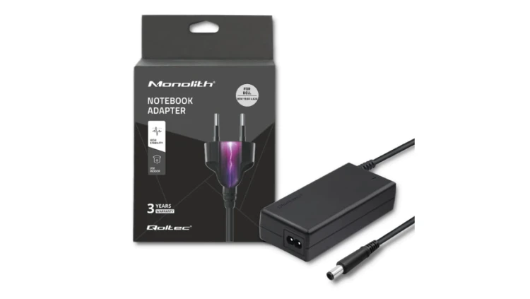 Qoltec Zasilacz do laptopa Dell 90W 19.5V 4.62A 7.4*5.0+pin +kabel zasilający