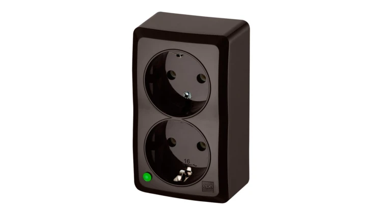 BERG Gniazdo podwójne schuko n/t 2x2P+Z 16A brązowy 3738-05