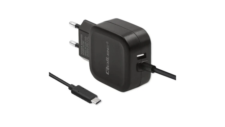 Qoltec Ładowarka sieciowa 17W 5V 3.4A USB + USB typ C