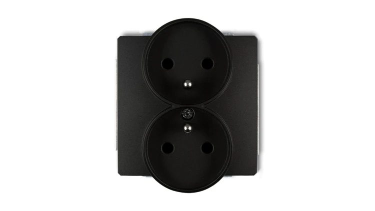 DECO Soft Gniazdo podwójne z/u do ramki czarny mat 12DGPRSO-2zp