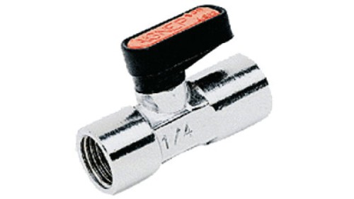 Zawór kulowy Ghilux mini R 1/8 GW/GW, PN20, gwintowany, mosiądz niklowany, PTFE /NBR