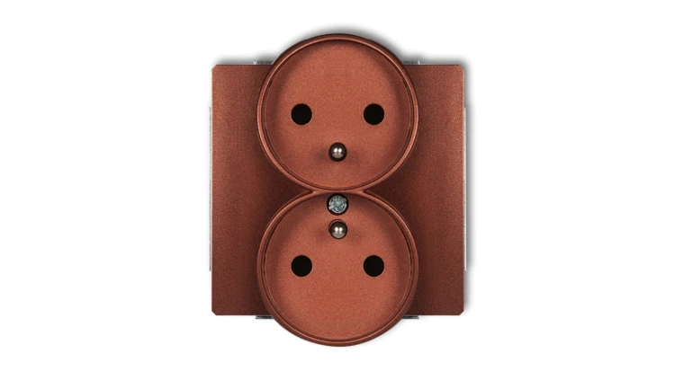 DECO Gniazdo podwójne z/u brązowy metalik 9DGPR-2zp