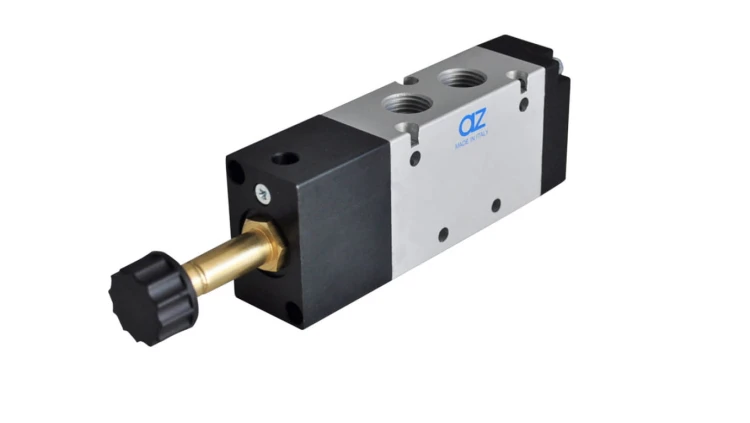 Elektrozawór pneumatyczny rozdzielający 5/2 G 1/8 monostabilny (sprężyna mechaniczna), AZ Pneumatica
