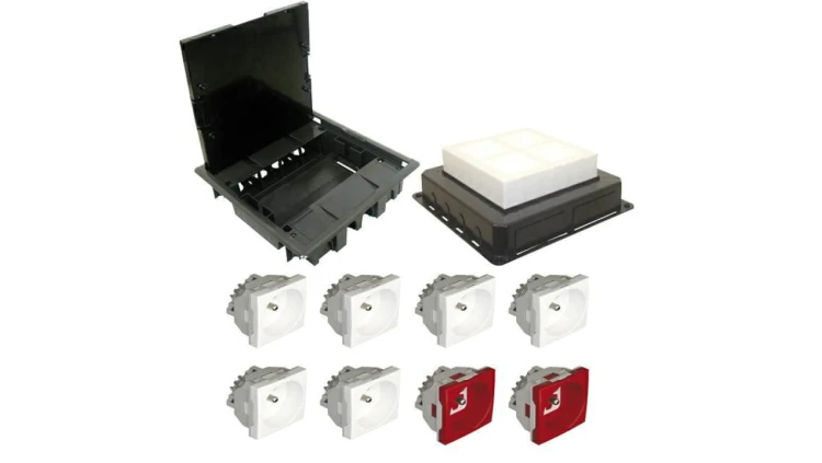 EFAPEL FLOOR BOX puszka podłogowa do podłóg wylewanych 6x gniazdo 230V z/u + 2x gniazdo DATA z/u