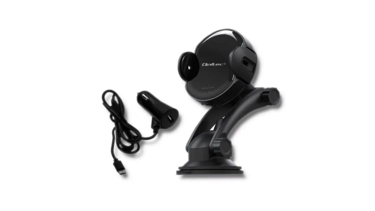 Qoltec Samochodowa ładowarka indukcyjna PRO z uchwytem iR 15W QC 3.0 USB typ C