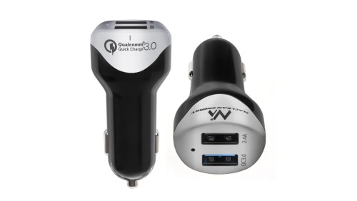 Ładowarka samochodowa max4,8A 2xUSB Maclean Energy MCE157 Qualcomm Quick Charge QC 3.0 plus kabel 1.5m Silver MCE157