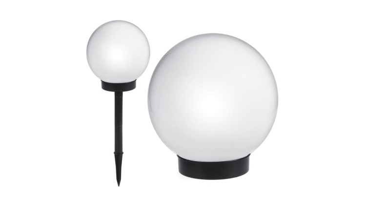 Solarna lampa wolnostojaca ogrodowa - kula 15x15x48cm, bialy LED GB121 GB121