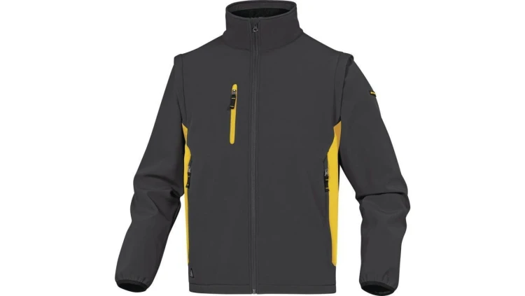 Kurtka Softshell 96 poliester 4 Elastan. Odpinane Rękawy kolor szaro-żółty rozmiar XL MYSE2GJXG