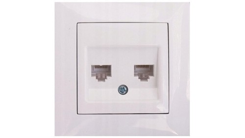 Wesa Gniazdo komputerowe podwójne RJ45 białe LC-41