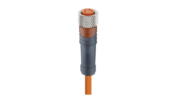 Kabel konfekcjonowany jednostronnie złącze M8 żeńskie prosty z samoblokującym gwintem 4-pinowe PVC RKMV 4-07/2 M