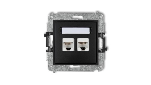 MINI Gniazda komputerowe podwójne 2xRJ45, kat. 5e, 8-stykowy czarny mat 12MGK-2