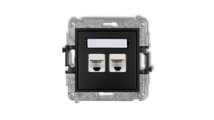 MINI Gniazda komputerowe podwójne 2xRJ45, kat. 5e, 8-stykowy czarny mat 12MGK-2
