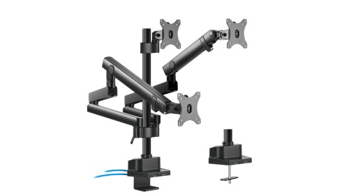 Uchwyt biurkowy na 3 monitory LCD LED z 2x USB 3.0 Maclean MC-811 17-27cala 3x7kg vesa 75x75 oraz 100x100 MC-811