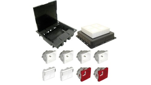 EFAPEL FLOOR BOX puszka podłogowa do podłóg wylewanych 4x gniazdo 230V z/u + 2x gniazdo DATA z/u + 4x gniazdo RJ45 kat. 6 FTP ek
