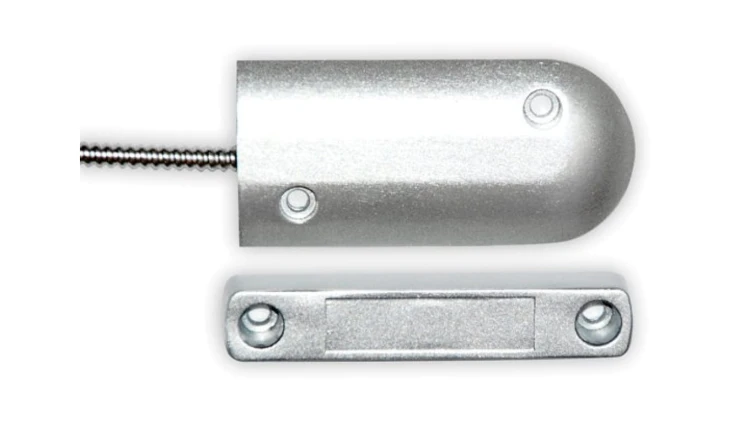 Metalowy garażowy, 60mm, nc, szary, przewód w osłonie metalowej MV-M427