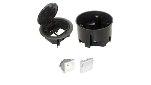 EFAPEL FLOOR BOX puszka podłogowa okrągła EFAPEL 1x gniazdo 230V z/u + 1x gniazdo RJ45 kat. 6 UTP nieekranowane