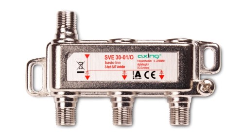 Rozgałęźnik 3-krotny satelitarny 5-2200MHz 1-we, 3-wy pełne pasmo TV i SAT, przesył napięcia (power pass) SVE 30-01