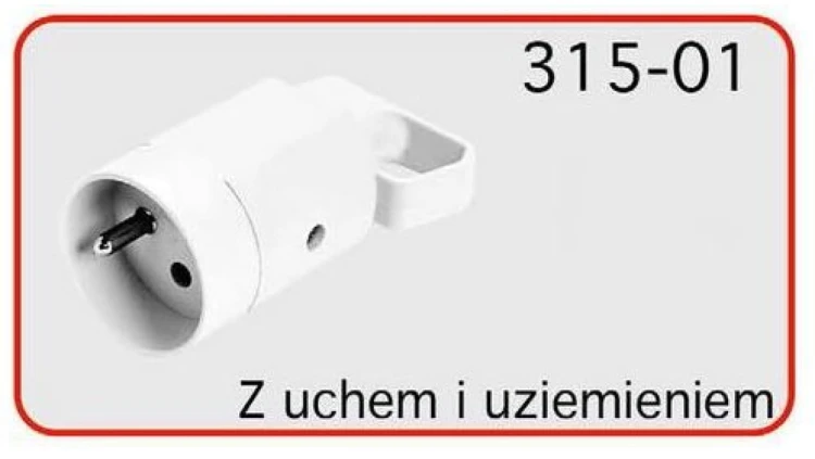 Gniazdo z uchem z uziemieniem 2P+Z 16A 250V IP20 białe 315-01