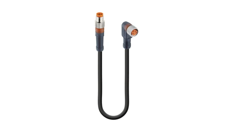 Kabel konfekcjonowany obustronnie złącza M8 męskie proste / żeńskie kątowe 4-pinowe PUR RSMV 4-RKMWV 4-225/1 M