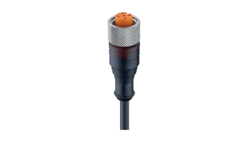 Kabel konfekcjonowany jednostronnie M12 5-polowy żeńskie proste złącze z gwintem samoblokującym PUR czarny RKT 5-228/5 M