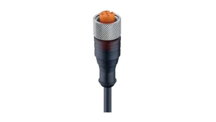 Kabel konfekcjonowany jednostronnie M12 5-polowy żeńskie proste złącze z gwintem samoblokującym PUR czarny RKT 5-228/5 M
