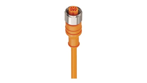 Kabel konfekcjonowany jednostronnie złącze M12 4-polowe proste żeńskie PVC pomarańczowy PRKT 4-07/5 M