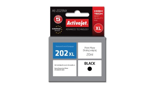 Tusz Activejet AE-202BNX (zamiennik Epson 202XL G14010 Supreme 20 ml czarny)