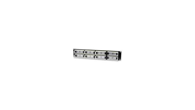 Patch panel UTP Cat6 48 portów RJ45, 2U, czarny