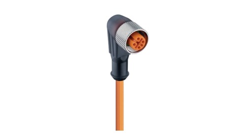 Kabel konfekcjonowany jednostronnie złącze M12 żeńskie kątowe 4-pinowe kodowanie A pomarańczowy PVC RKWT 4-07/5 M