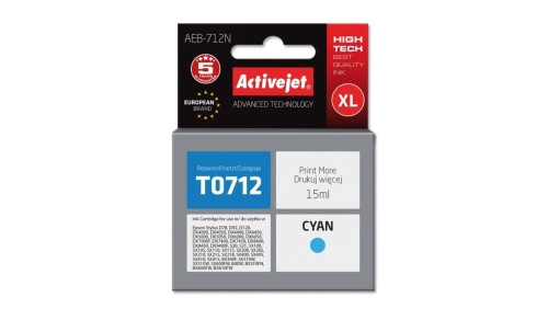 Tusz Activejet AEB-712N (zamiennik Epson T0712, T0892, T1002 Supreme 15 ml niebieski)