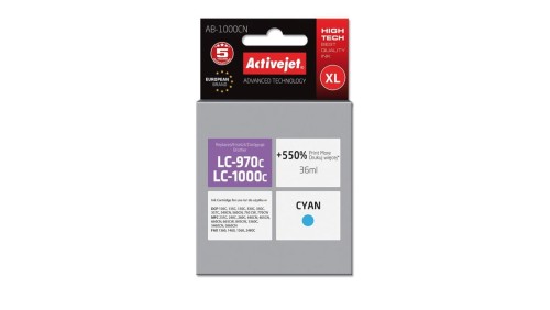 Tusz Activejet AB-1000CN (zamiennik Brother LC1000C/970C Supreme 35 ml niebieski)