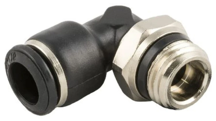 Obrotowa złączka pośrednia kolankowa gwint R 1/4 męskie, Wciskane 10 mm RS PRO