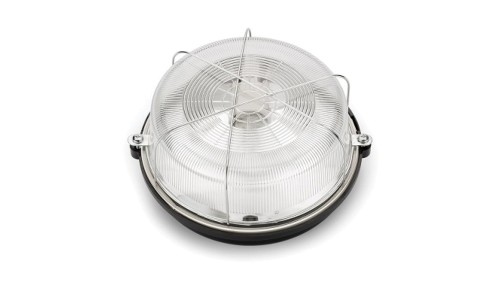 Oprawa LOFT- SAUNA-7061N, E27, 100W, czarna-bakelit, klosz przeźroczysty-szkło, IP54, siatka metalowa A2810CZ