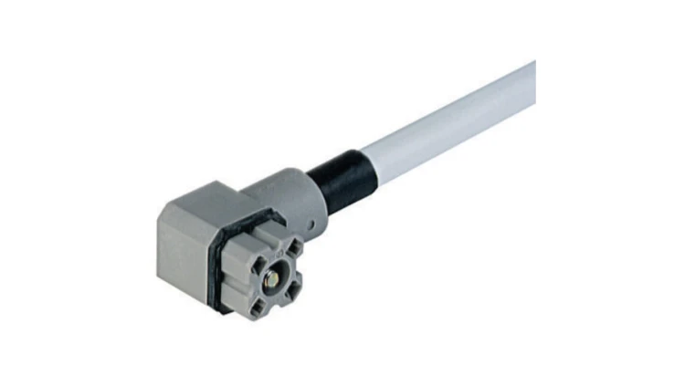 Złącze gniazdowe z kablem zasilającym serii G żeński kątowy 4-pinowy (3+PE) 230 V AC/DC 10A G 30 KW 3 F 2 M