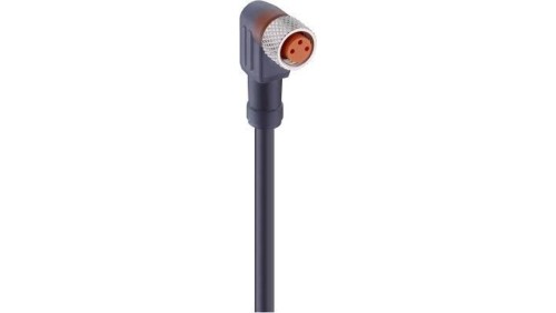 Kabel konfekcjonowany M8 jednostronnie zakończony 3-pinowy złącze żeńskie kątowe +LED samoblokujący gwint RKMWV/LED A 3-224/10 M