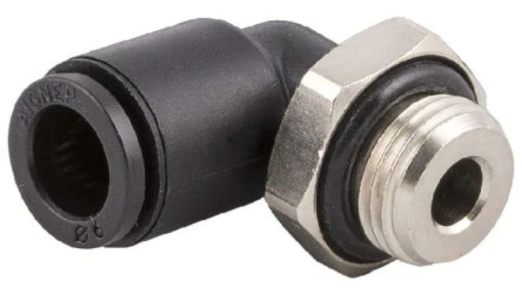 Obrotowa złączka pośrednia kolankowa gwint R 1/8 męskie, Wciskane 6 mm RS PRO