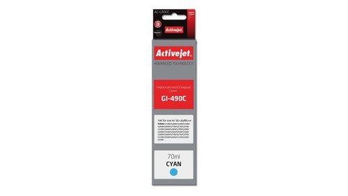Tusz Activejet AC-G490C (zamiennik Canon GI-490C Supreme 70 ml niebieski)